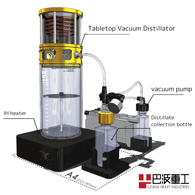 [Scheduled to ship in Aug] Pre-order sales:[UZUMA HEAVY INDUSTRIES]Tabletop Vacuum Distillator / 220V Transformer